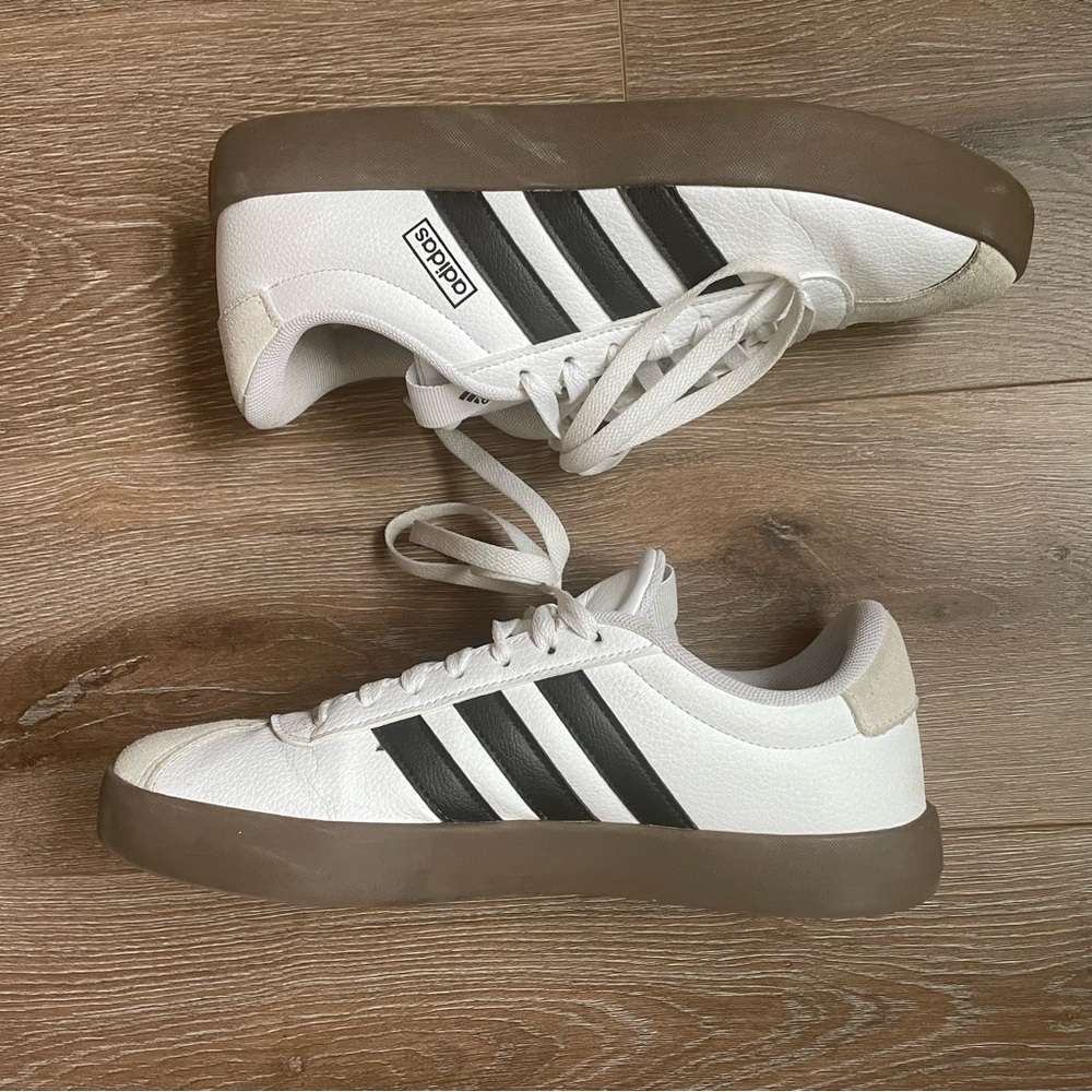 Adidas White and Black Classic Sneakers with Signature Stripes